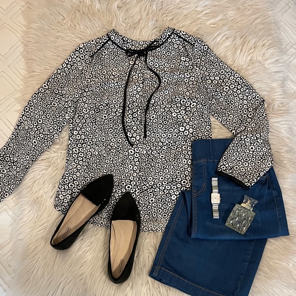 Talbots Tops - Talbots | Black & White | Floral Top